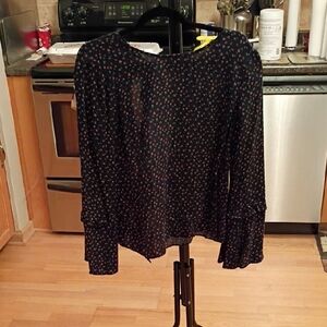 Mustard Seed Navy and Red Patterned Blouse